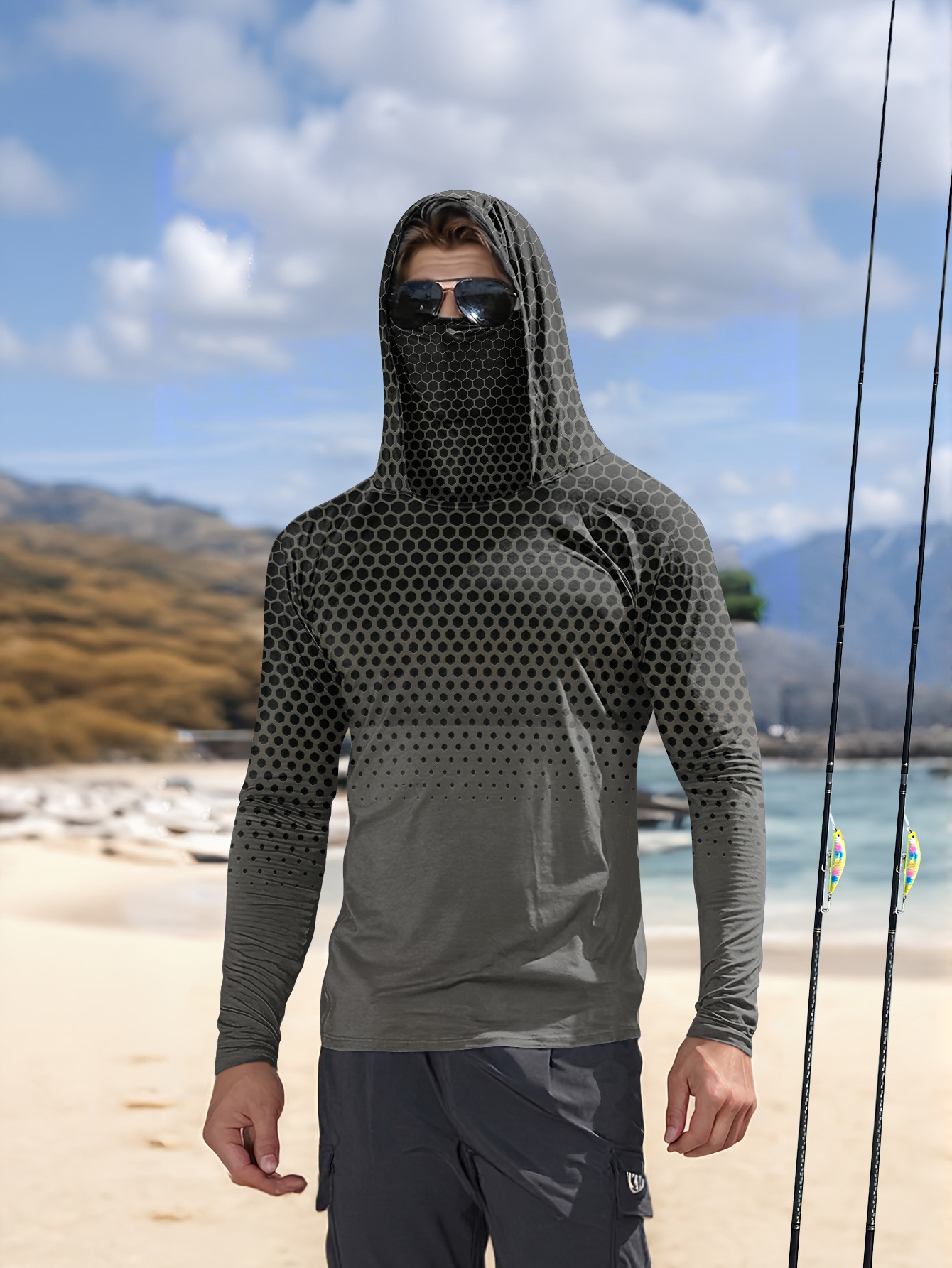 Sports Mask Breathable - Felpa da Pesca Estiva per Uomo